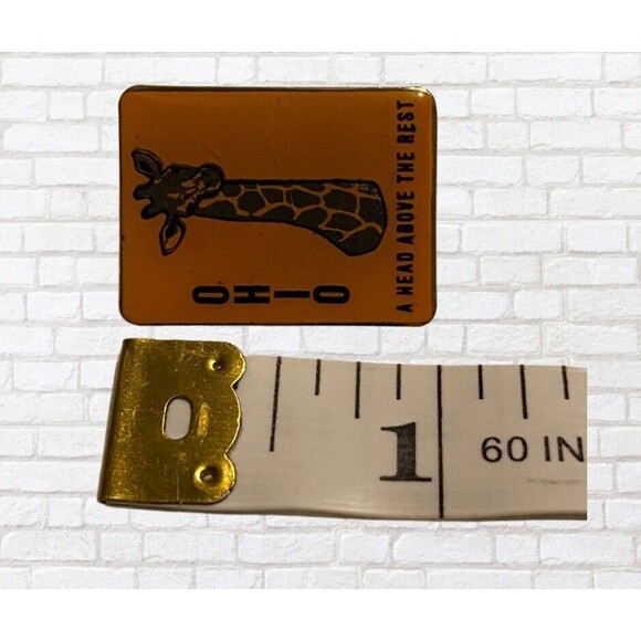 Vintage Ohio A Head Above The Rest Souvenir Pin Hat Lapel Enamel Orange Giraffe - Picture 3 of 4